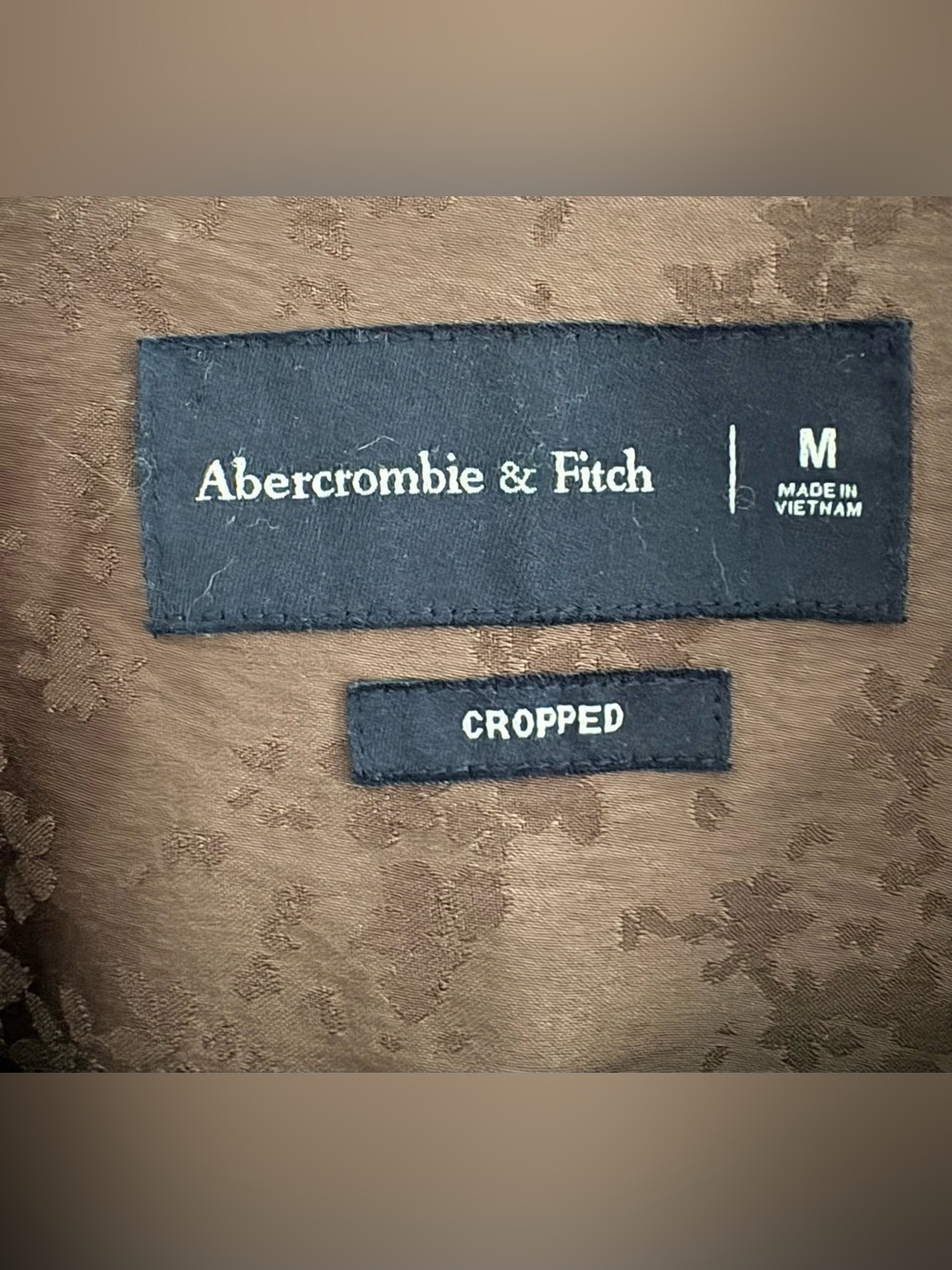 NWOT Abercrombie & Fitch Brown Short-Sleeve micro floral buttondown cropped sz M - Picture 5 of 5